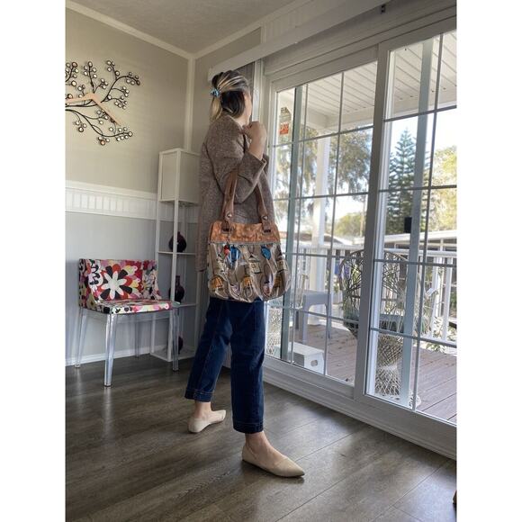 Fossil Key-per Vintage Bird Cage Faux Leather Satchel Bag - Picture 2 of 13